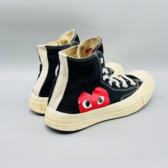 Converse Shoes Womens 8 Black Comme Des Garcons Play Chuck 70 High Top Sneakers - Picture 7 of 10
